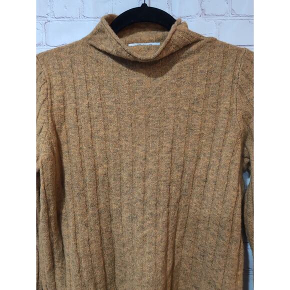 Madewell Evercrest Sweater L Alpaca Merino Wool Blend Mock Neck Soft Mustard - Picture 2 of 9